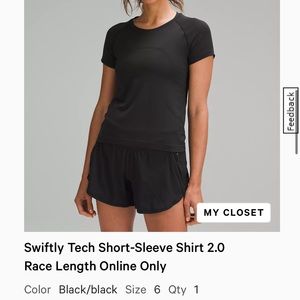 Brand New Race Length Lululemon Short Sleeve Swiftly